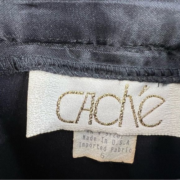 Vtg Cache Black Velvet Wide Leg Belted Pants Size 6 USA Made Elegant Evening - Picture 3 of 7